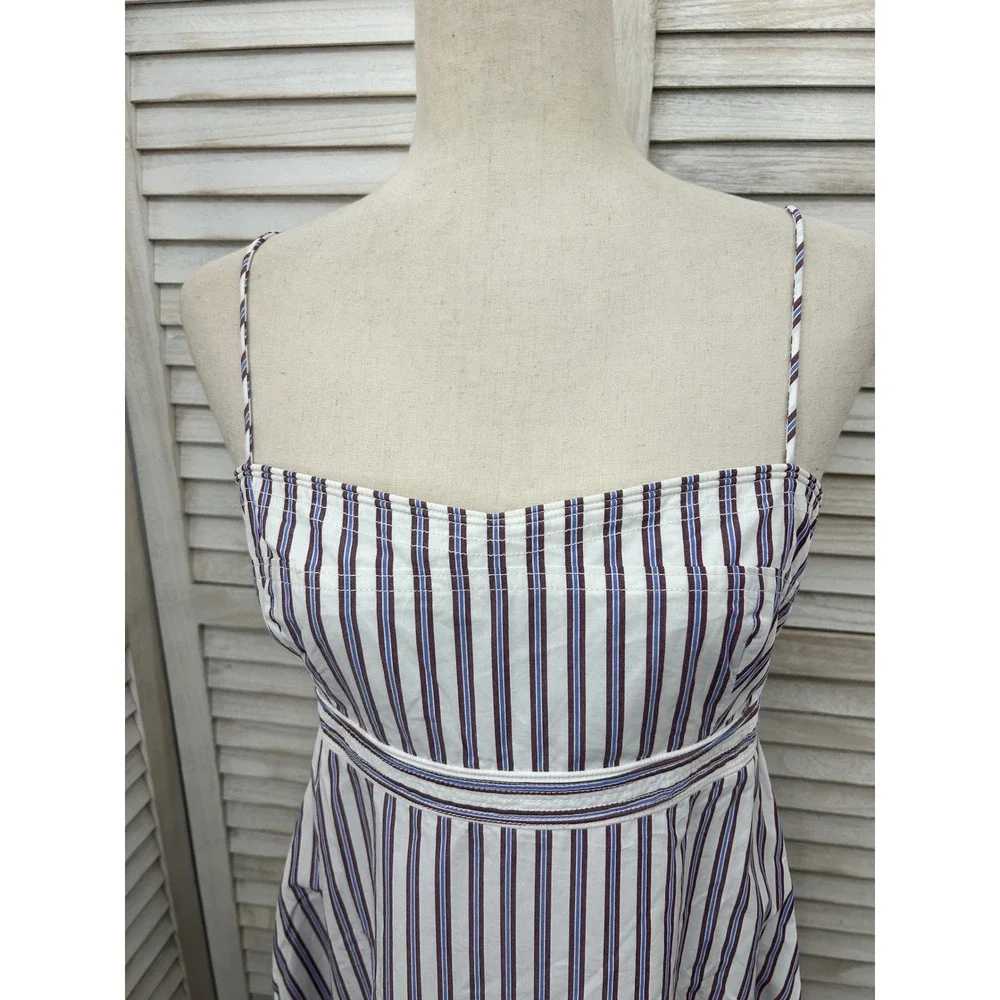 NEW J.Crew Striped Maxi Dress 20T Blue White Women Tall Cotton Coastal Sundress